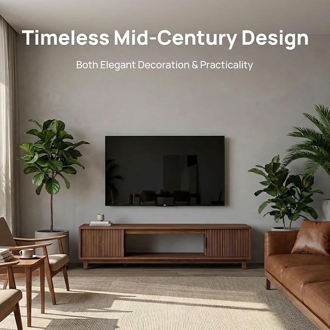 Alpen Fluted TV Stands for Living Room, Wood Television Media Cabinet for - Image 7