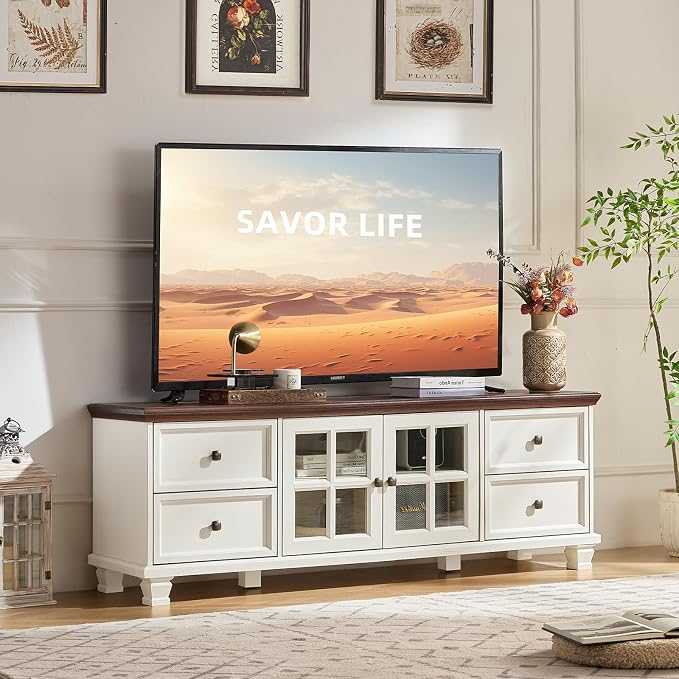 SAVOR LIFE TV Stands for Living Room, Farmhouse Entertainment Center, Rustic by SAVORLIFEFurniture