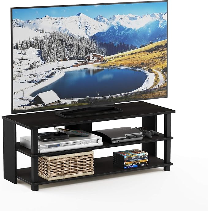 Furinno Sully 3-Tier Stand for TV up to 48 Inch, Espresso/Black by Furinno-FitsYourSpaceFitsYourBudget