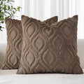 decorUhome Throw Pillow Covers 18x18 Inch Set of 2, Soft Plush Faux Wool Brown by decorUhome