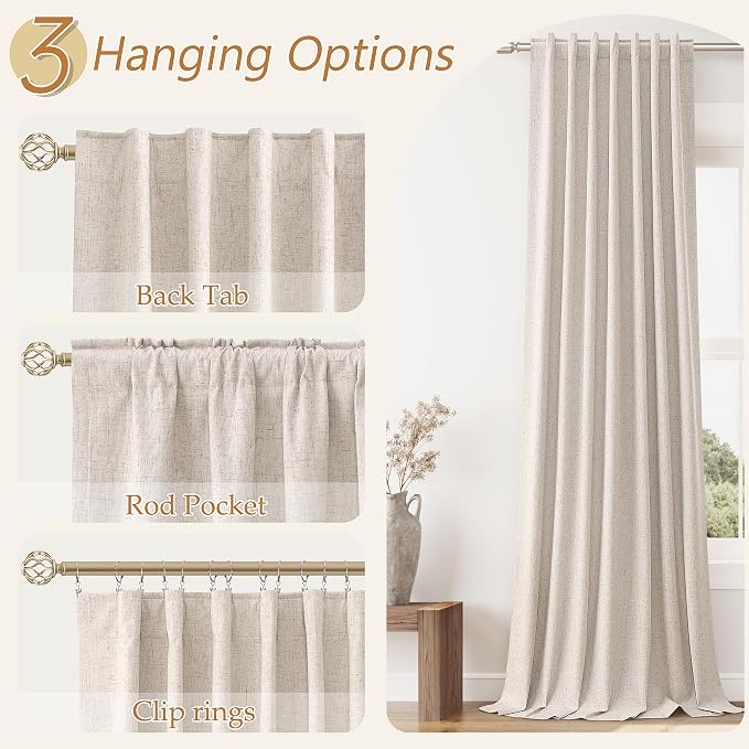 Guken Oatmeal 100% Blackout Curtains 84 Inch Length 2 Panels Set - Image 6