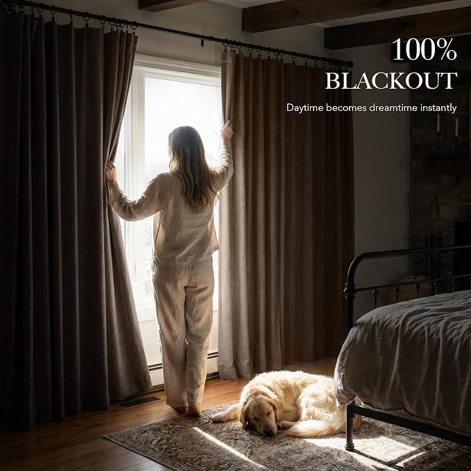 RYB HOME 100% Blackout Curtains 102 Inch Long, Thermal Insulated Window Curtains - Image 3
