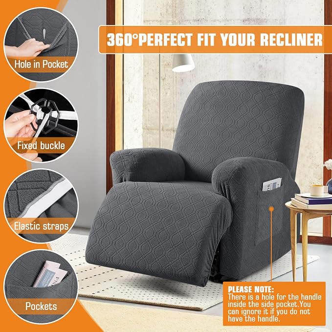 VANSOFY Recliner Chair Covers, 3-Pieces Stretch Recliner Covers - Image 5