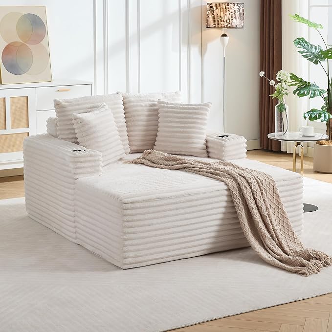 IDEALHOUSE 64" Oversized Chaise Lounge Chair Indoor, Upholstered Boneless Sofa by IDEALHOUSE
