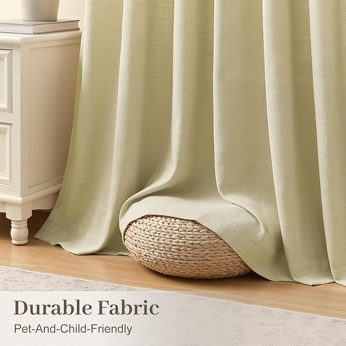 IVAPUPU 96 Inch Linen Curtains 2 Panel Set - Image 9
