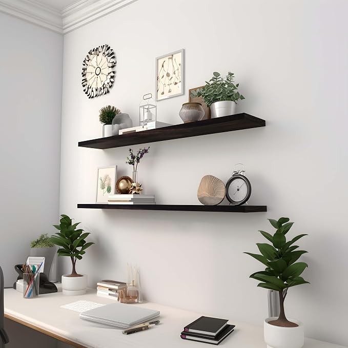YYWUOJJ Wood Floating Shelves for Wall Decor, Rustic Wall Shelves for Bedroom - Image 5