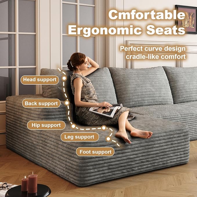 136" Sectional Couches for Living Room Cloud Couch Sofa - Image 5