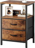 Huuger Night Stand with 2 Drawers, Bed Side Table with Open Shelf, Wooden Top by Huuger