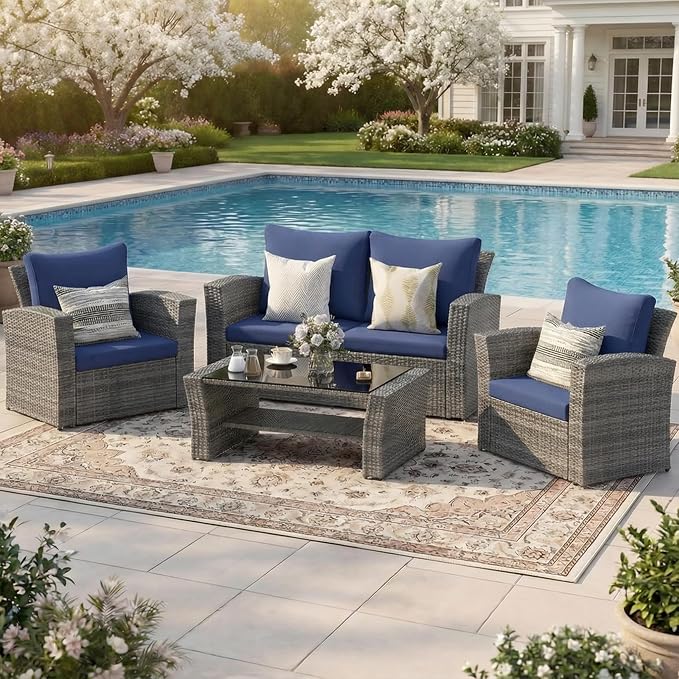 Wisteria Lane Patio Furniture Set, Wicker Outside Outdoor Furniture by WisteriaLane