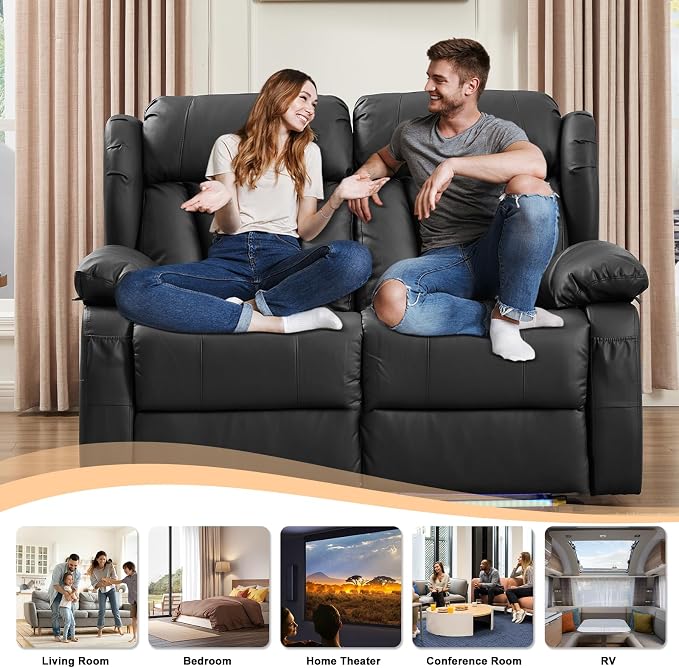 58.3" Reclining Loveseat Sofa, RV Loveseat Recliner Couch - Image 7