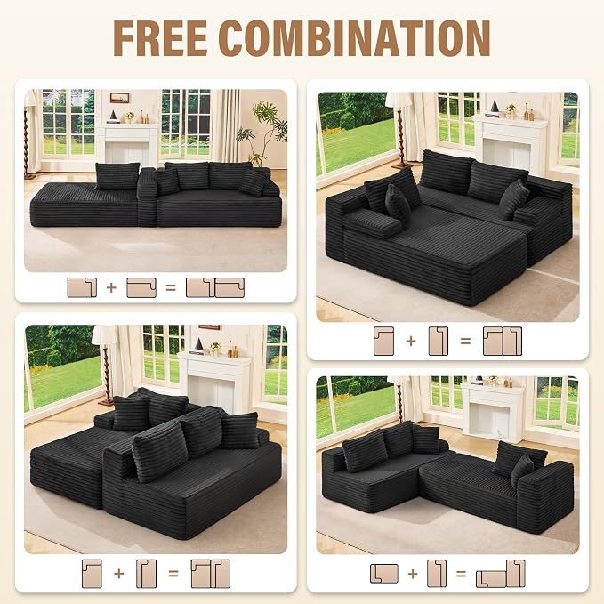 Hobestluk Modular Sectional Sofa Couches L-Shape Couch 3 Seat Modular Sofa - Image 6