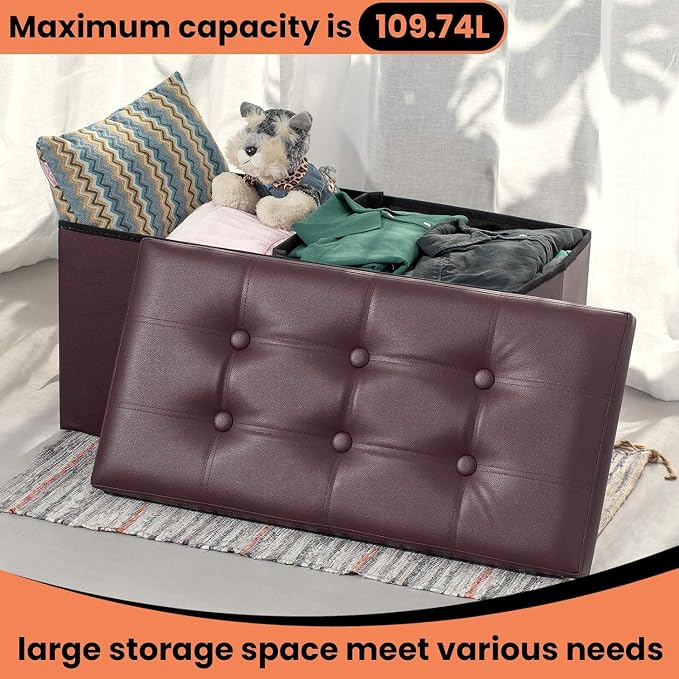 COSYLAND Ottoman Bench with Storage large-30x15x15in Folding Leather Ottoman - Image 5