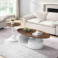 Modern Oval Coffee Table Set of 2, Wood Living Room Accent Coffee Table and by Henf