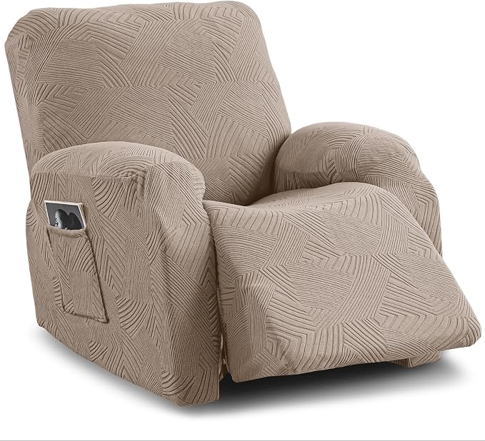 Recliner Chair Covers, 4-Piece Stretch Geometric Strokes Jacquard Reclining by Unknown