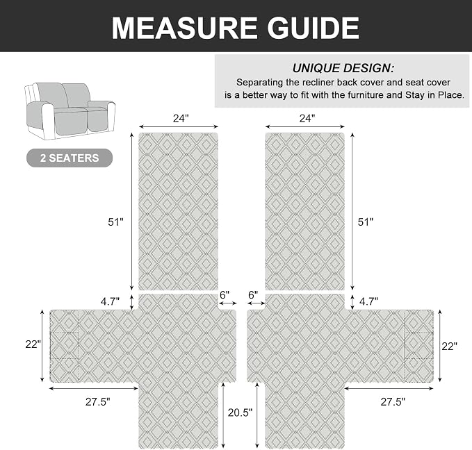 Genina Loveseat Recliner Cover Non-Slip, Sofa Cover - Image 5