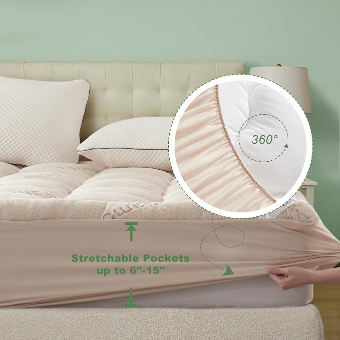 BEDLORE Twin Mattress Topper Viscose Derived from Bamboo, Thick Pillow Top - Image 6
