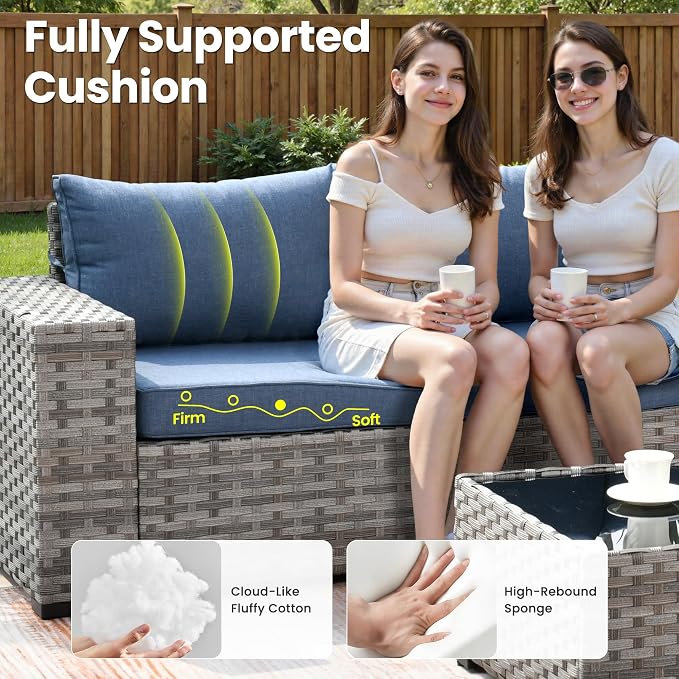 ovios 7 Pieces Patio Furniture Set, Outdoor Wicker Sectional Sofa - Image 5