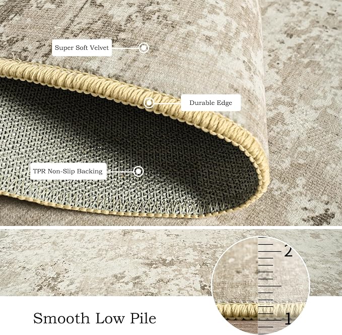 Toneed Abstract Area Rug Modern Washable Rug Soft Non Slip Rug Low Pile - Image 5
