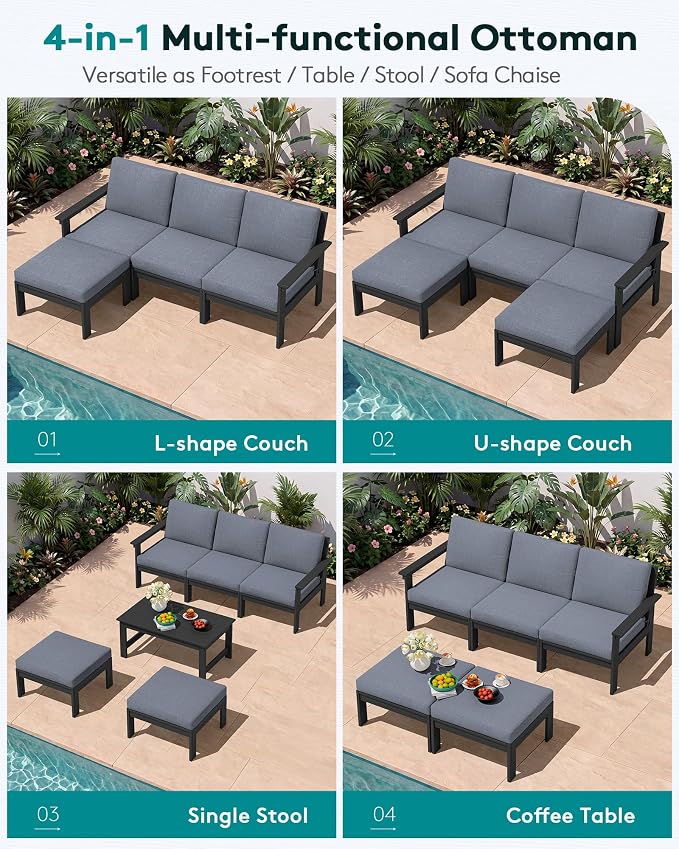 SERWALL Outdoor Ottoman with Cushions - Image 5