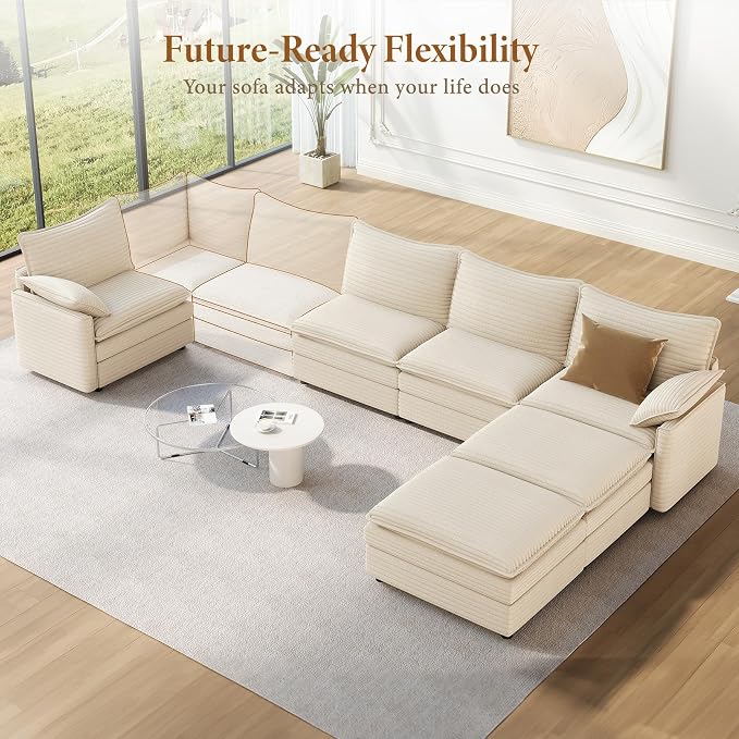 Vesgantti 142" U Shaped Sectional Couch, Comfy Cloud Modular Sectional Sofa - Image 9