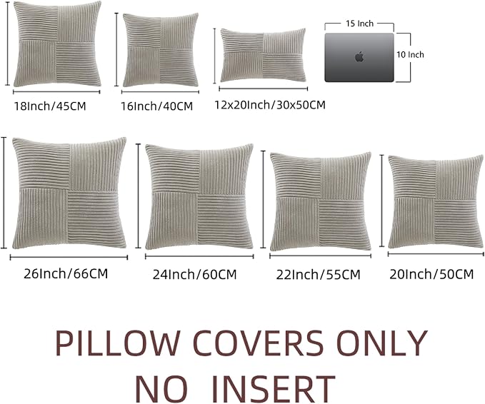 Fancy Homi 2 Packs Neutral Grey Decorative Throw Pillow Covers 22x22 Inch - Image 7