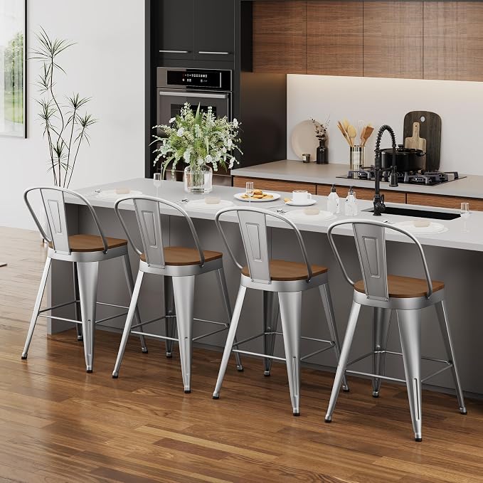 Andeworld Metal Bar Stools Set of 4, 26 inch Counter Height Barstools - Image 7