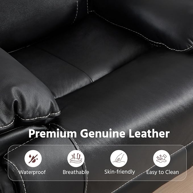ANJ Geniune Leather Manual Loveseat Recliner Sofa Set of 2 - Image 4