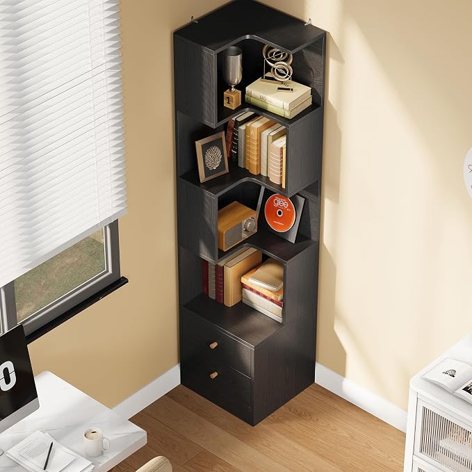 IRONCK Corner Bookshelf, 70.87" Tall Corner Bookcase - Image 8