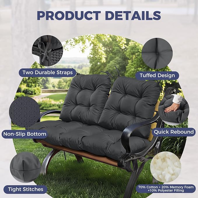 Wicker Chair Cushions of 3 Pieces, Waterproof Cushions - Image 4