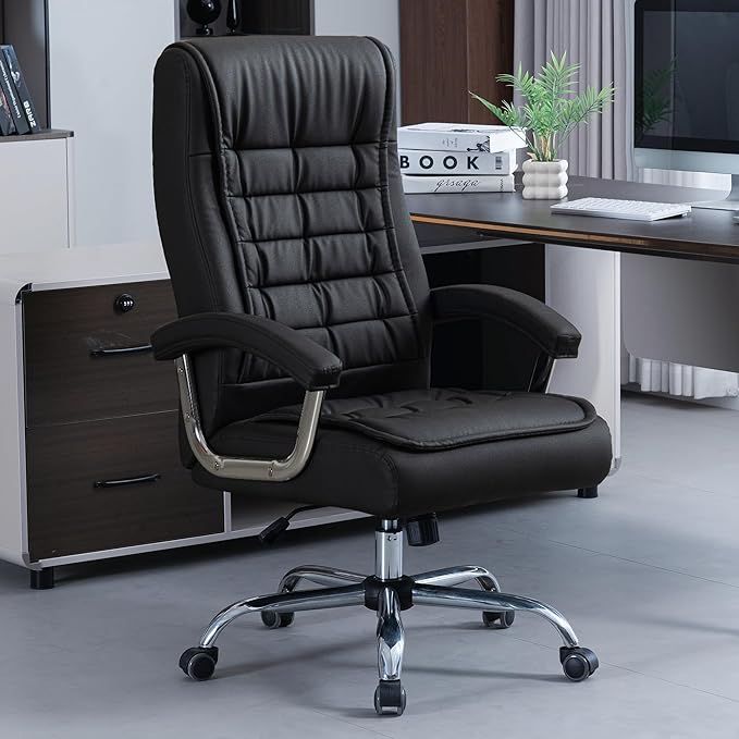 Executive Office Chair Adjustable Leather Chair, High Back Swivel Office Desk - Image 2