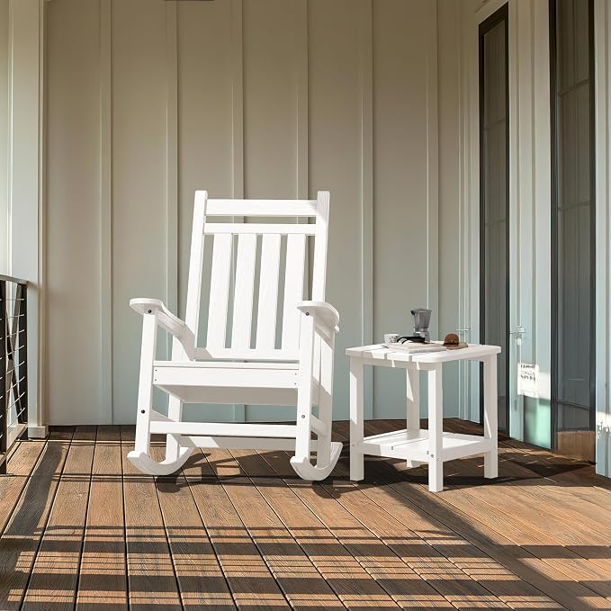 SERWALL Double Adirondack Side Table Set of 4, End Table- White - Image 8