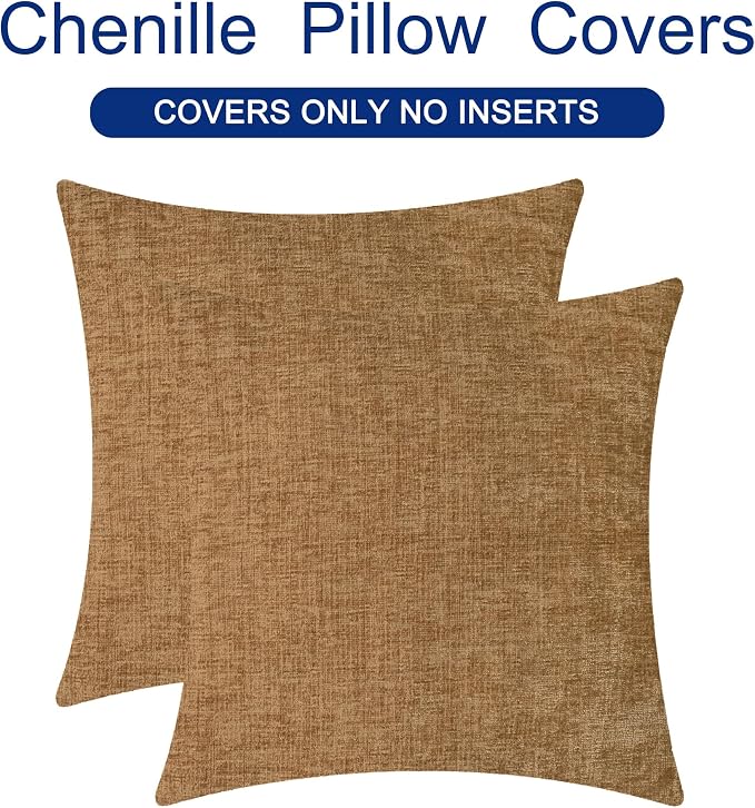 CaliTime Throw Pillow Covers Decorative 22 X 22 Inches Pack of 2 Cozy Chenille - Image 6
