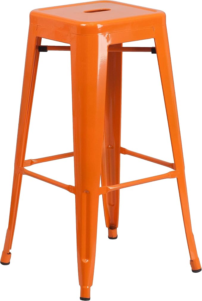Flash Furniture Commercial Grade 30" High Backless Orange Metal Indoor-Outdoor by FlashFurniture