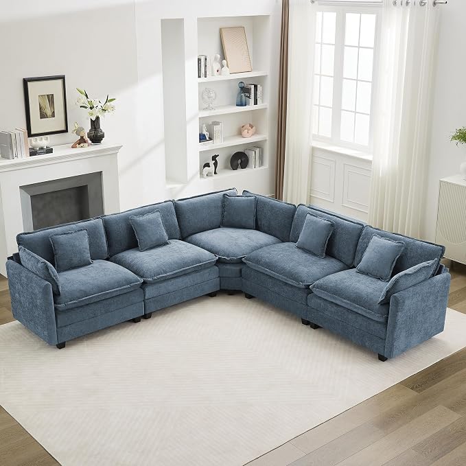 113'' V Shaped Cloud Sectional Sofa, Oversized Deep Seat Couches by WUTUTUEE