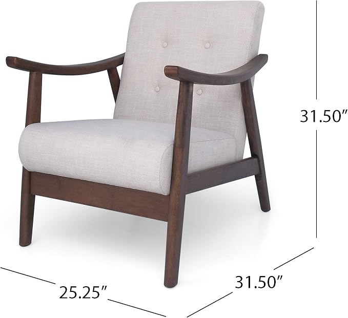 Christopher Knight Home Aurora Mid-Century Modern Accent Chair, Rubberwood - Image 3
