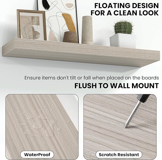 Fun Memories 36 Inch Floating Shelves Wall-Mounted, Rustic Wood Shelf - Image 4