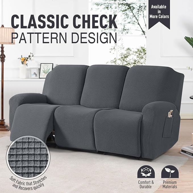 TAOCOCO Recliner Sofa Covers 8-Pieces Stretch Large Couch Covers - Image 2