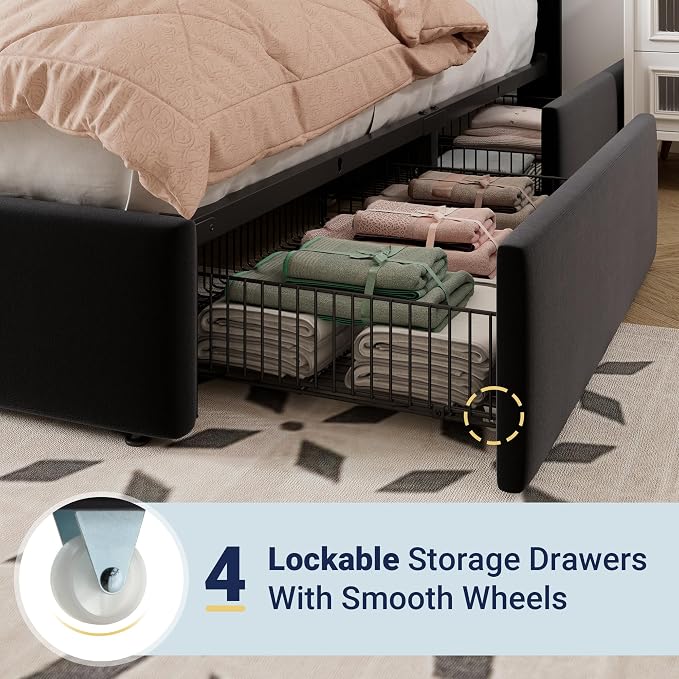 Allewie Full Size Storage Bed Frame, Vertical Channel Tufted Adjustable - Image 5