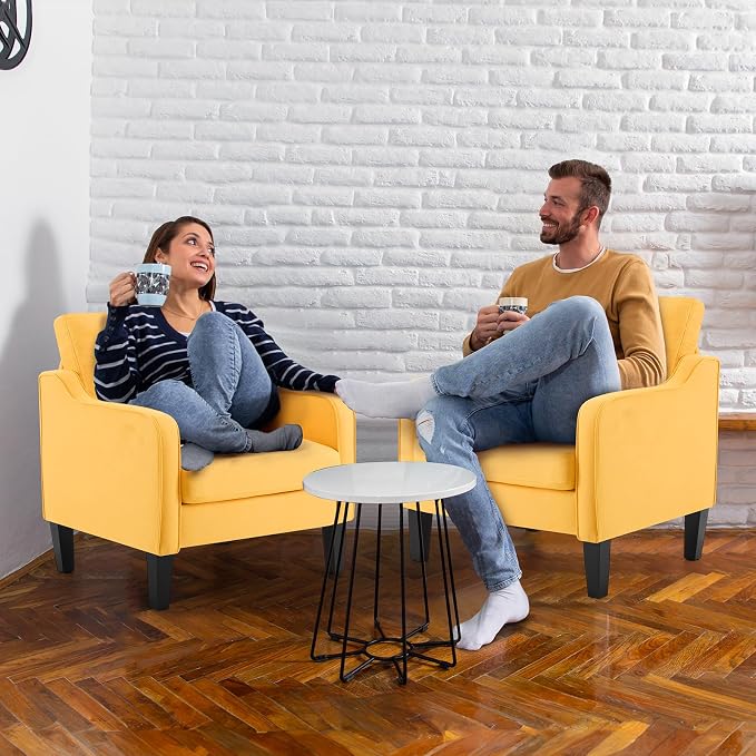 VINGLI Accent Chair for Living Room Chairs Yellow Reading Chair for Bedroom - Image 9