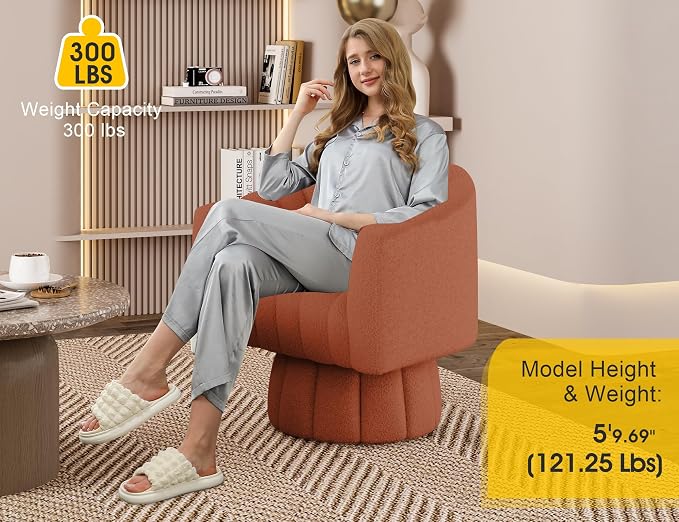 Dewhut Swivel Accent Chair, 360° Swivel Barrel Chair - Image 3