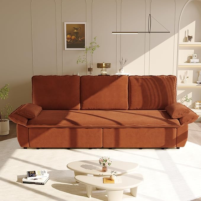 KEIKI 94.5" King Size 3-in-1 Convertible Sofa Bed, Pull-Out Sleeper Couch - Image 3