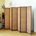 6 Panel Bamboo Room Divider Screen, 5.6 FT Tall Bamboo Divider Folding Panel by PawlaBay