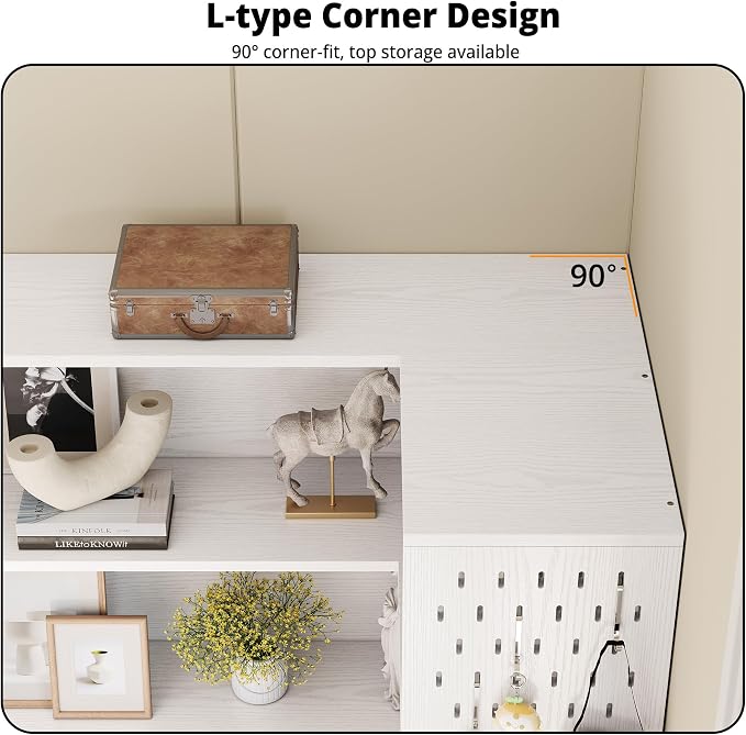 IRONCK Corner Bookshelf with LED Lights, 78.7" Tall Corner Bookshelves with 2 - Image 6