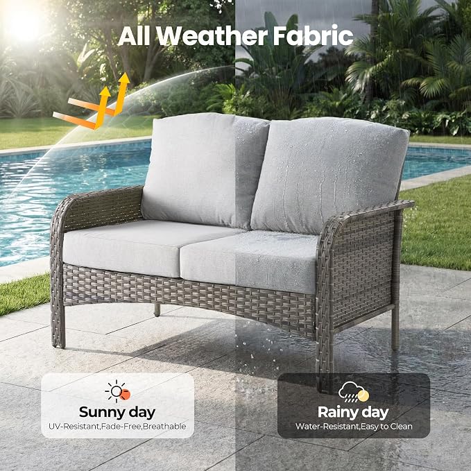 8 Pieces Outdoor Patio Furniture Sets, High Back Swivel Rocker Chairs Loveseat - Image 7
