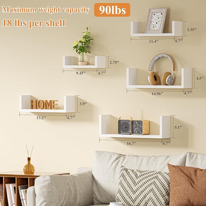 SRIWATANA Floating Shelves for Wall, Wall Shelves for Bathroom, Living Room - Image 6