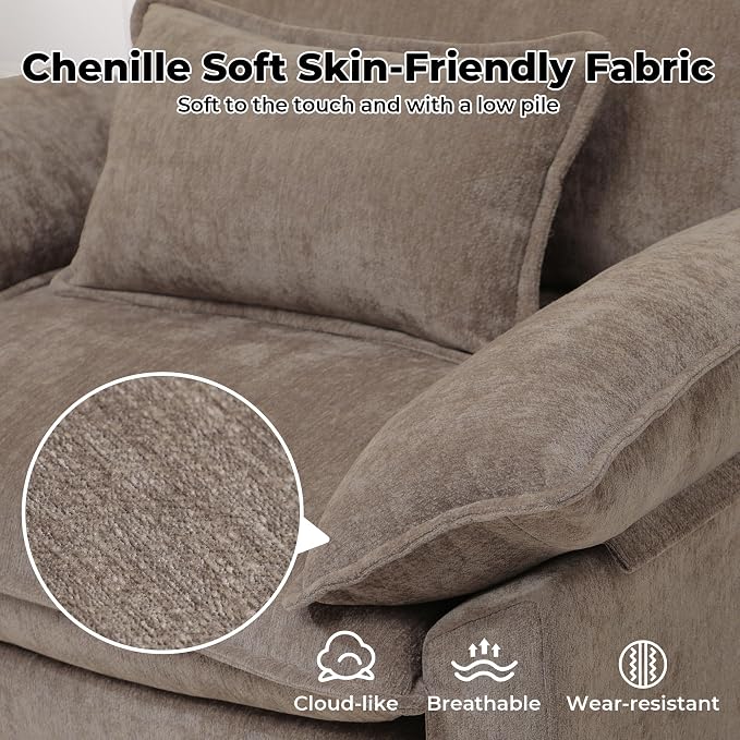 Modern Oversized Accent Chairs Set of 2, Chenille Cloud Sofa Chair - Image 4