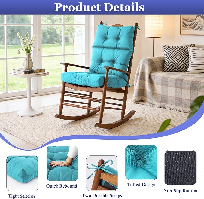 Rocking Chair Cushion, Waterproof and Fade-Resistant Adirondack Rocker Cushions - Image 7