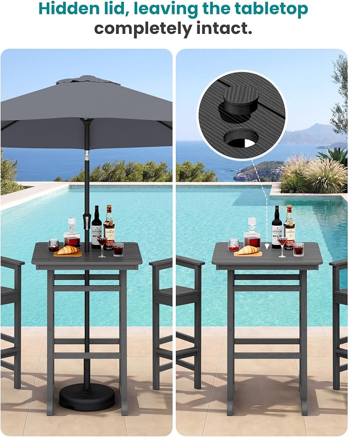 SERWALL 5 Pieces Outdoor Patio Bar Set, Tall Adirondack Bar Chair and Table Set - Image 3