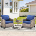 3 Pieces Patio Furniture Sets-Outdoor PE Rattan Wicker Chairs by AMCLOBA
