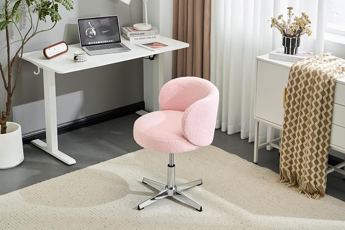 VINGLI Cute Small Swivel Desk Chair Comfy no Wheels, Ergonomic Low-Back Lumbar - Image 3